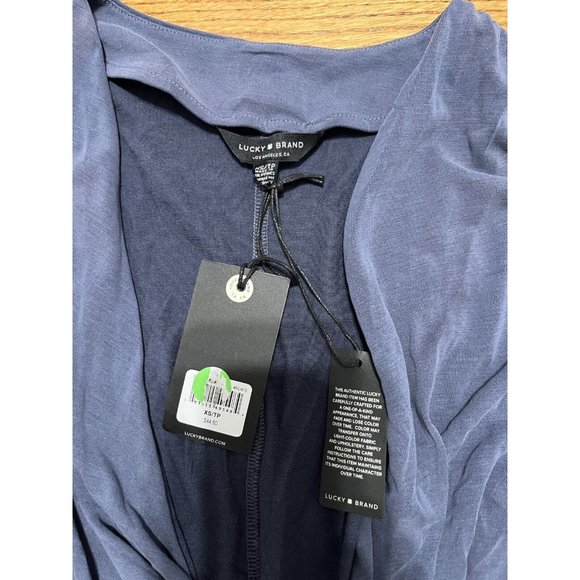 lucky brand blue blouse wrap front v neck modal blend size xs NWT $44.50 - Picture 2 of 4